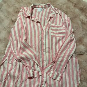 Old Navy Linen Pink and White Striped Top